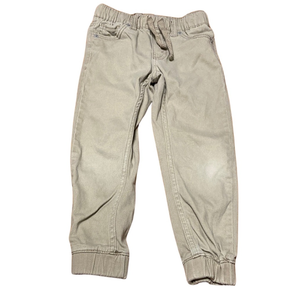 Levi's Boys Size 5 Reg 4-5 Years Tan Khaki Joggers Elastic Waist Pants Cuffed